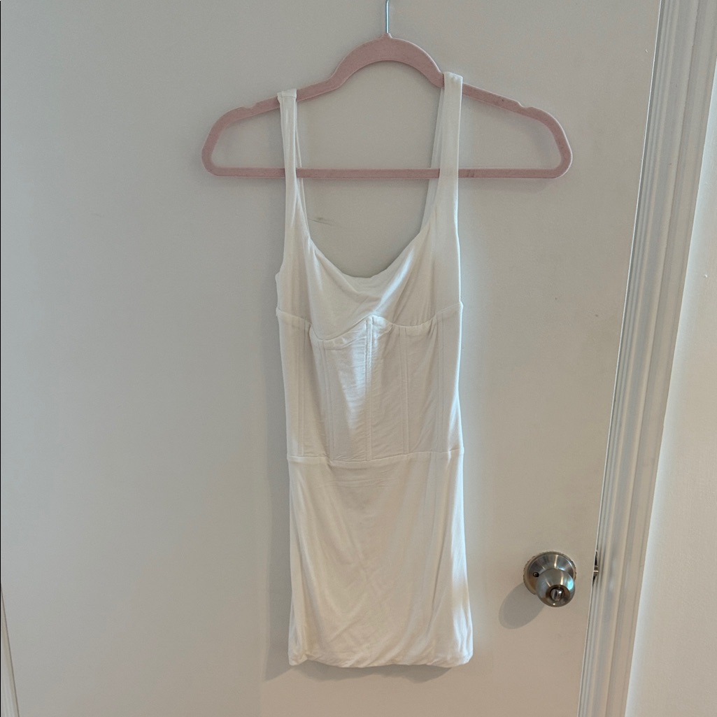White Sleeveless Corset Mini Dress